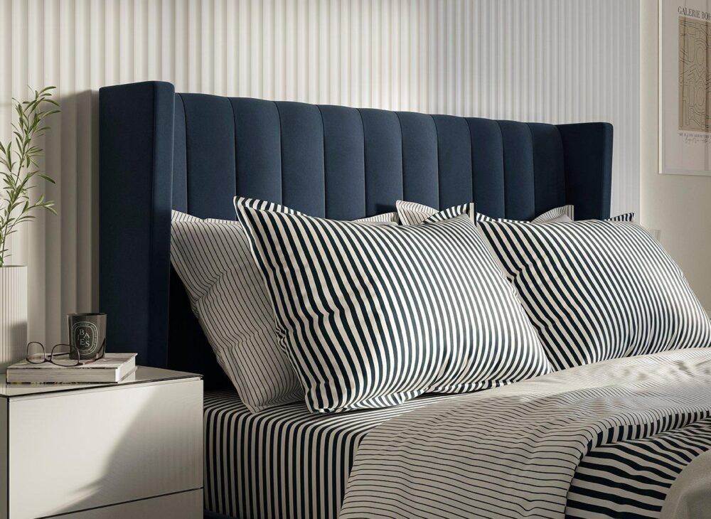 Navy Blue Foley Upholstered LG TV Bed Frame