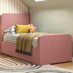 Margot Kids Upholstered Pink Bed Frame with Storage