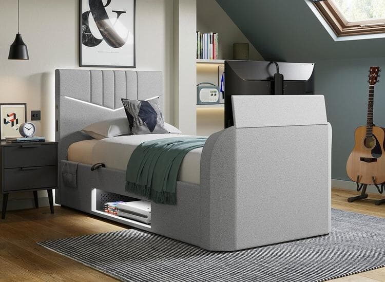 Quantum Single Ottoman Gaming TV Bed Frame in Grey