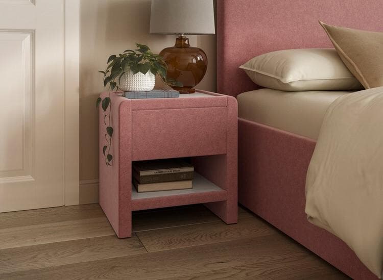 Margot Bouclé USB Charging Bedside Table in Pink
