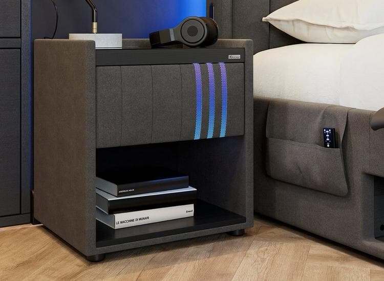 X Rocker Nocturna Upholstered Audio Wireless Charging Bedside Chest
